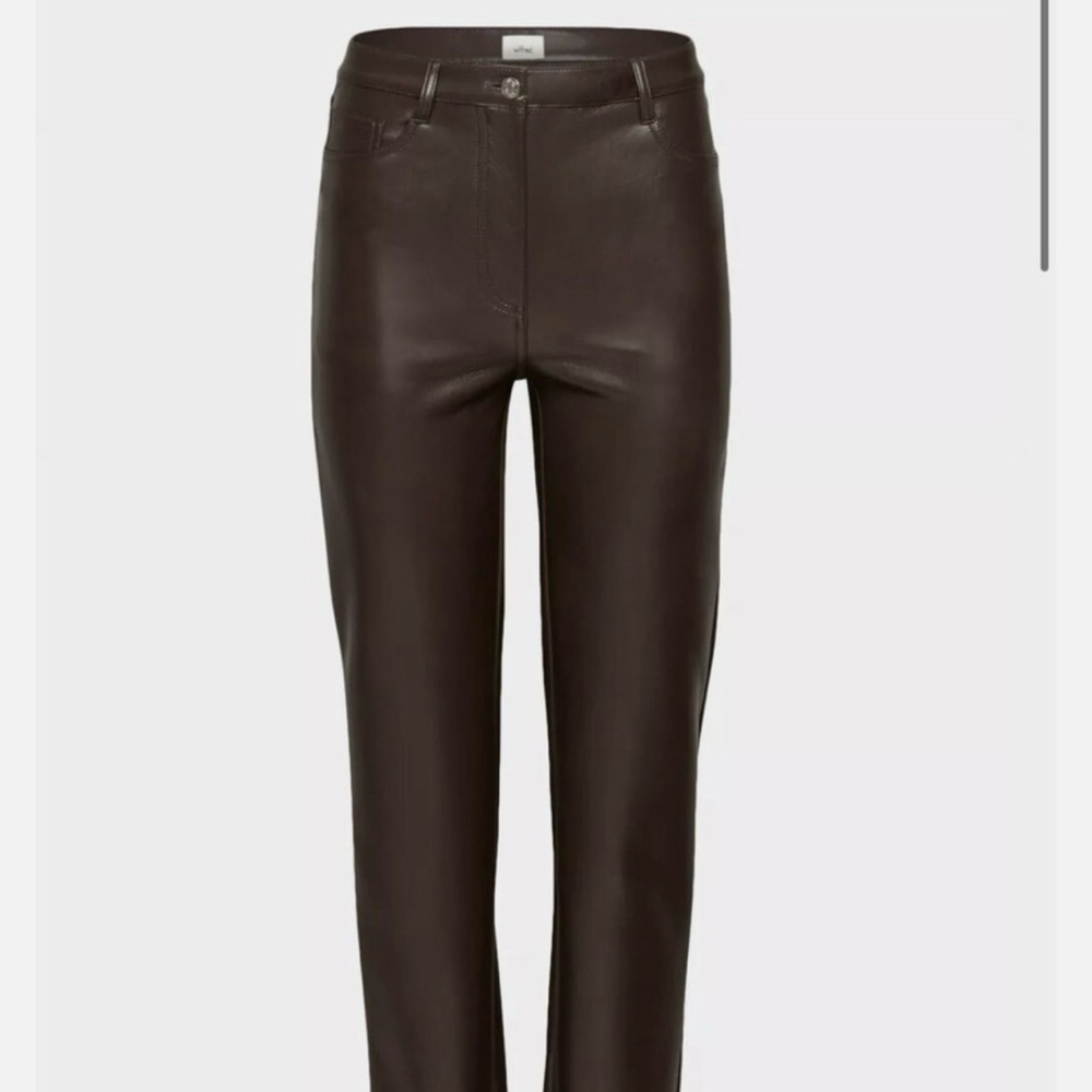 Aritzia Wilfred Coffe Brown Vegan Leather Pants